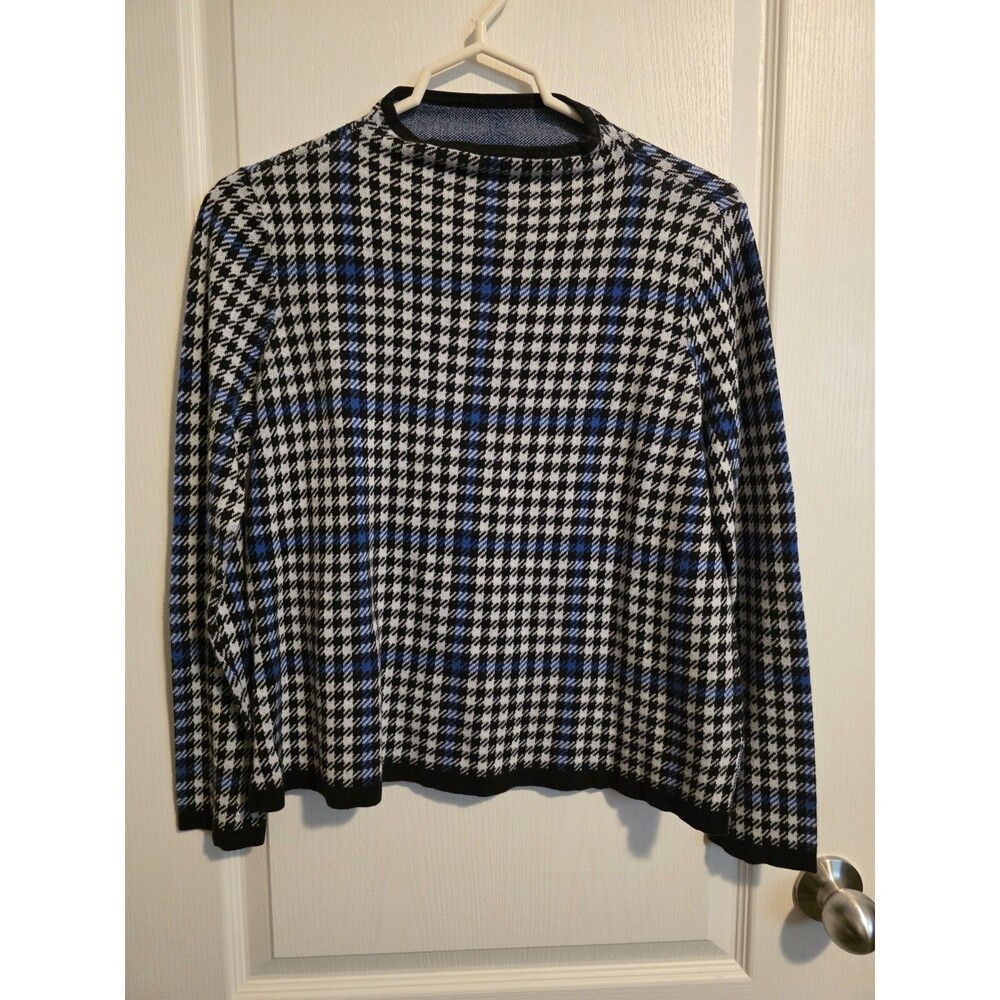 Crown & Ivy Houndstooth Plaid Mock neck top sz PM (260)